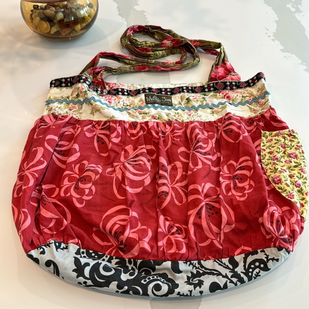 Vintage Early 2000's Matilda Jane Market Tote HOBO Bag Rick Rack Trim